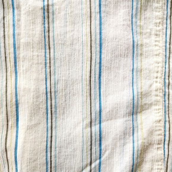 Patagonia Pale Yellow Pinstripe Long Sleeve Button Shirt Blouse | Women's Size 4 - Picture 5 of 8